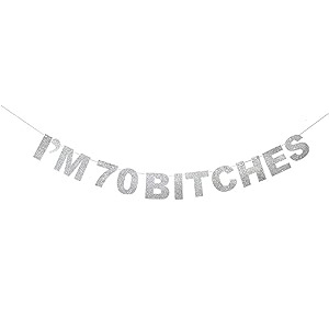 festikoi39m 70 silver glitter birthday banner perfect for funny 70th birthday gift seventy years old bday party decorations