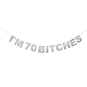 Festiko®I'm 70 Silver Glitter Birthday Banner Perfect for Funny 70th Birthday Gift Seventy Years Old Bday Party Decorations
