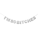 Festiko®I'm 80 Silver Glitter Birthday Banner Perfect for Funny 80th Birthday Gift Eighty Years Old Bday Party Decorations