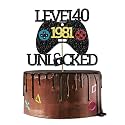 Festiko®Level 40 Unlocked Cake Topper for 40th Video Game Theme Birthday and Anniversary Party Decorations