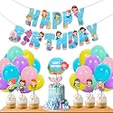Festiko® Mermaid Theme Birthday Party Decoration Combo (28 Pcs), Mermaid Themes Party Favors for Kids Birthday Decoration(Banner/Bunting,Balloons,Cake Toppers,Cup Cake Topper,Ribbons)