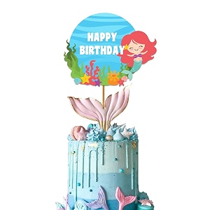 festiko mermaid theme happybirthday theme party cake decoration cake topper mermaid themes party favors for kids birthday decorationcake topper