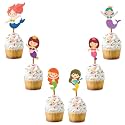 Festiko® Mermaid Theme Happybirthday Theme Party Cake Cutting Decoration 20 Pcs Cup Cake Topper, Mermaid Themes Party Favors for Kids Birthday Decoration