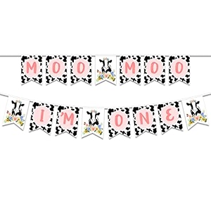 festiko moo moo i39m one banner cow theme 1st birthday decoration cow theme party supplies