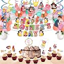 Festiko® Mother's Day Combo (62 Pcs), Mother's Day Decoration Supplies (Banner, Cupcake Toppers, Cake Topper, Balloons, Swirls &amp; Greeting Card)
