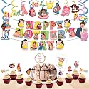 Festiko® Mother's Day Combo (37 Pcs), Mother's Day Decoration Supplies, Mother's Day Party Favors (Banner, Cake Topper, Cupcake Topper, Swirls &amp; Greeting Card)