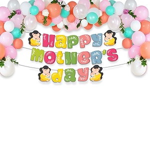 festiko mother39s day decorations multicolor combo 104 pcs mother39s day celebration party decoration supplies balloons arch kit amp banner