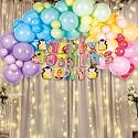 Festiko® Mother's Day Decorations Colourful Combo (105 Pcs), Mother's Day Celebration, Party Decoration Supplies (Balloons Arch Kit, Banner, Fairy Lights)