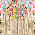 Festiko® Mother's Day Decorations Multicolor Combo (105 Pcs), Mother's Day Celebration, Party Decoration Supplies (Balloons Arch Kit, Banner, Fairy Lights)