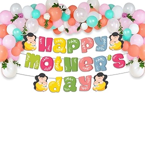 festiko mother39s day multicolor combo 26 pcs mother39s day decoration supplies mother39s day party favors banner amp balloons