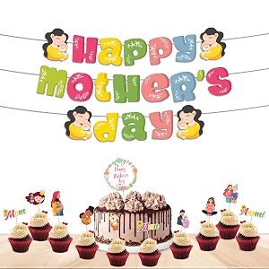 festiko mother39s day multicolor combo 12 pcs mother39s day decoration supplies mother39s day party favors banner cupcake toppers amp cake topper
