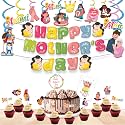 Festiko® Mother's Day Multicolor Combo (37 Pcs), Mother's Day Decoration Supplies, Mother's Day Party Favors (Banner, Cake Topper, Cupcake Topper, Swirls &amp; Greeting Card)