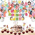 Festiko® Mother's Day Multicolor Combo (62 Pcs), Mother's Day Decoration Supplies (Banner, Cupcake Toppers, Cake Topper, Balloons, Swirls &amp; Greeting Card)