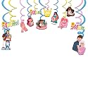 Festiko® Mother's Day Swirls, Mother's Day Decoration Supplies, Mother's Day Party Favors (12 Pcs Cutouts &amp; 12 Pcs Ribbons)