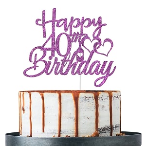 festikopurple glitter happy 40th birthday cake topper 40th birthday decoration supplies forty years old cake topper