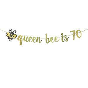 festikoqueen bee is 70 gold glitter paper banner70th birthday party sign funnygag 70 bday party decorfor mothermom39s birthday party decoration supplies