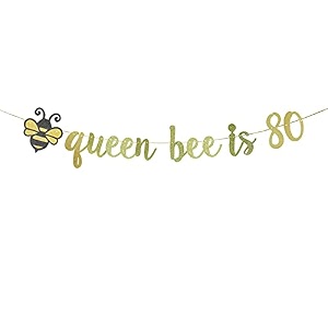 festikoqueen bee is 80 gold glitter paper banner80th birthday party sign funnygag 80 bday party decorfor mothermon39s birthday party decoration supplies