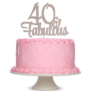 festikorose gold glittery 40 amp fabulous birthday cake topper - 40th birthday party decorations 40 birthday cake decorations supplies