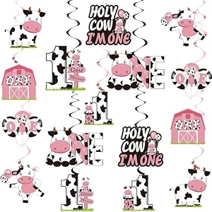 festiko set of 16 pcs holy cow i39m one hanging swirls cow theme 1st birthday decoration party supplies