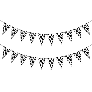 festiko set of 2 pcs cow print banner flags cow theme birthday decoration cow theme party supplies