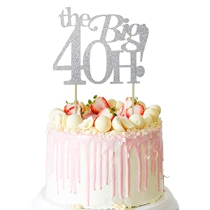 festikosilver glitter the big 40h cake topper 40 amp fabulous cake topper - 40th birthday party decoration sign - adult birthday party supplies