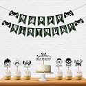 Festiko® Video Game Happybirthday Theme Party Decoration Combo (8 Pcs), Video Games Party Favors for Kids Birthday Decoration(Banner/Bunting, Cake Toppers,Cup Cake Topper,Ribbons)