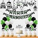 Festiko® Video Game Theme Happy birthday Party Decoration Combo (36 Pcs), Video Games party Favors for Kids Birthday Decoration(Banner/Bunting,Swirls,Balloons,Cake Toppers,Cup Cake Topper,Ribbons)