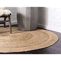 Festive Textile Jute Braided Natural Rug Hand