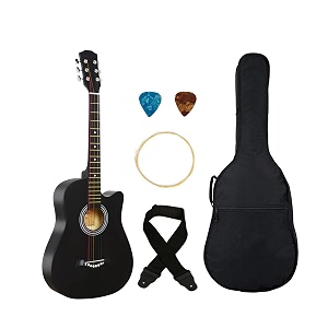 festra 38c acoustic guitar kit with bag strap one pack strings and 2 picks - 38 inch black