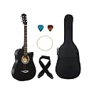 Festra 38C, Acoustic Guitar Kit with Bag, Strap, One Pack Strings And 2 Picks - 38 Inch (Black)