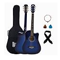 Blueberry 38C, Acoustic Guitar Kit with Bag, Strap, One Pack Strings And 2 Picks - 38 Inch (Blueburst)
