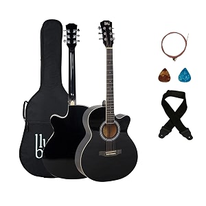 blueberry b-40 truss rod acoustic guitar kit with bag strap one pack strings and picks black