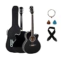 BLUEBERRY B-40, Truss Rod Acoustic Guitar Kit with Bag, Strap, One Pack Strings and Picks (Black)