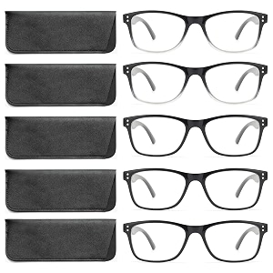 fetrrc reading glasses blue light blocking computer readers for womenmen anti glarefatigue clear square eyeglasses 5 pairs