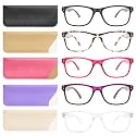 Fetrrc Reading Glasses Blue Light Blocking Computer Readers for Women/Men, Anti Glare/Fatigue Clear Square Eyeglasses 5 Pairs