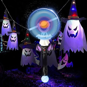 halloween ghost light up led magic wand with sound effect for kidshalloween music windmill without batteries