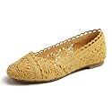 FEVERSOLE Women's Comfort Breathable Knit Crochet Shoes Lace Ballet Flats