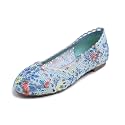 FEVERSOLE Women's Comfort Breathable Knit Crochet Shoes Lace Ballet Flats