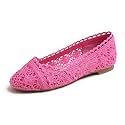 FEVERSOLE Women's Comfort Breathable Knit Crochet Shoes Lace Ballet Flats