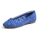 FEVERSOLE Women's Comfort Breathable Knit Crochet Shoes Lace Ballet Flats