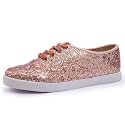 FEVERSOLE Women's Fashion Dress Sneakers Party Bling Casual Flats Embellished Shoes