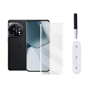 glaze accessories tempered glass design for oneplus 11  11r 5g advanced border less full edge to edge 3d curved uv screen protector and easy installation kit pack of 1