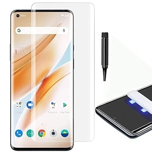 tempered glass design for oneplus 8 advanced border less full edge to edge 3d curved uv screen protector and easy installation kit pack of 1