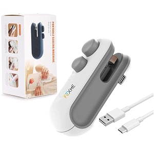 portable mini sealing machine sealing machine 2 in 1 usb rechargeable magnetic bag sealer with cutter mini sealer for food snacks chips fresh storage plastic bags sealing machine  multicolour