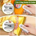 Portable Mini Sealing Machine Sealing Machine 2 in 1 USB Rechargeable Magnetic Bag Sealer with Cutter Mini Sealer for Food Snacks Chips Fresh Storage Plastic Bags Sealing Machine | Multicolour