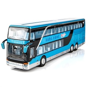 fexxa exclusive alloy metal pull back die-cast bus model with sound light mini auto toy for kids metal model toy bus with sound and light blue