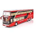 FEXXA Exclusive Alloy Metal Pull Back Die-cast Bus Model with Sound Light Mini Auto Toy for Kids Metal Model Toy Bus with Sound and Light. (Big Double Decker-RED)