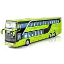 FEXXA Exclusive Alloy Metal Pull Back Die-cast Bus Model with Sound Light Mini Auto Toy for Kids Metal Model Toy Bus with Sound and Light. (Big Double Decker-Green)
