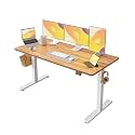 FEZIBO Electric Standing Desk Height Adjustable, 60 x 24 Inches Sit Stand up Desk, Home Office Computer Desk Rising Memory Presets (Light Rustic)