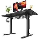 FEZIBO Electric Standing Desk with L-Shaped Crossbar &amp; Cable Management System, 48 x 24 Inches Sit Stand up Desk, Adjustable Height Standing Desk for Home Office, Black